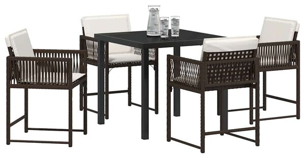 VidaXL Kert étkező szett 5 pcs Barna polirattan