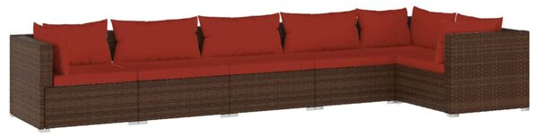 6 részes barna polyrattan kerti ülőgarnitúra párnákkal
