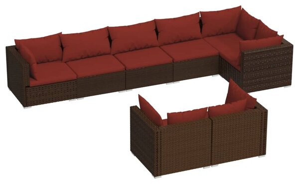 8 részes barna polyrattan kerti ülőgarnitúra párnákkal