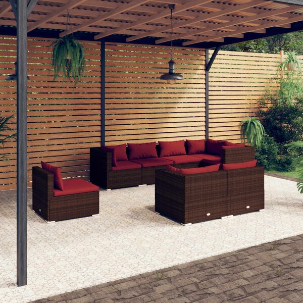 8 részes barna polyrattan kerti ülőgarnitúra párnákkal