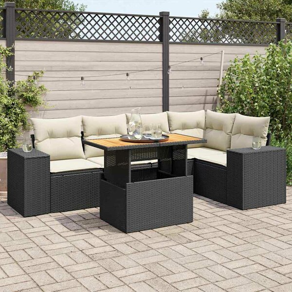 VidaXL Polyrattan Kerti Ülőgarnitúra - 6 részes - Fekete