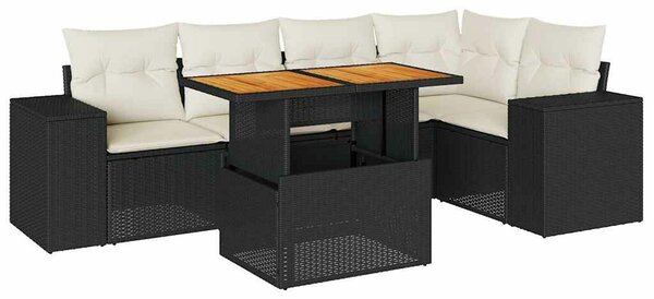 VidaXL Polyrattan Kerti Ülőgarnitúra - 6 részes - Fekete