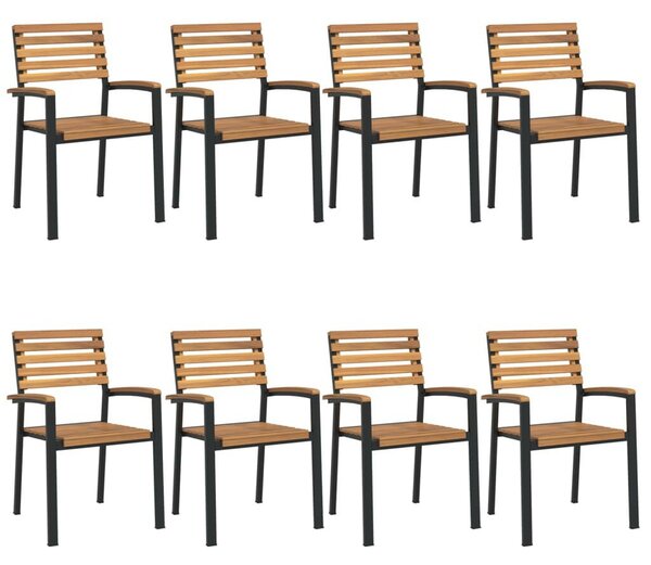 9 részes szürke tömör akácfa és fém kerti étkezőgarnitúra