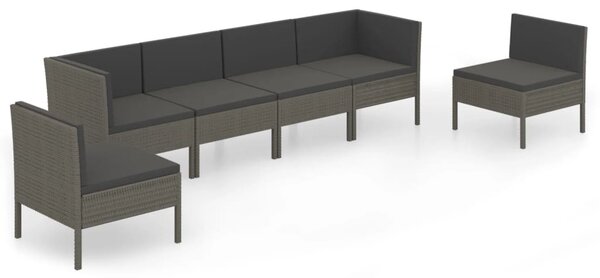 6 részes szürke polyrattan kerti ülőgarnitúra párnákkal