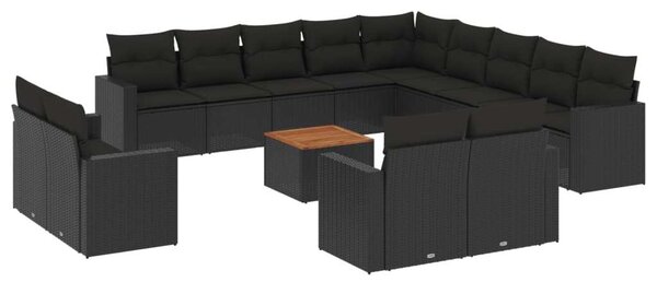 VidaXL Polyrattan Kerti Ülőgarnitúra - 14 részes - Fekete