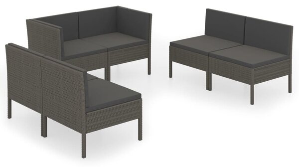 6 részes szürke polyrattan kerti ülőgarnitúra párnákkal