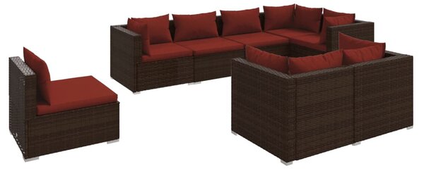 8 részes barna polyrattan kerti ülőgarnitúra párnákkal