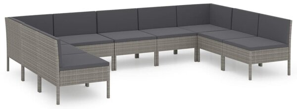 9 részes szürke polyrattan kerti ülőgarnitúra párnákkal