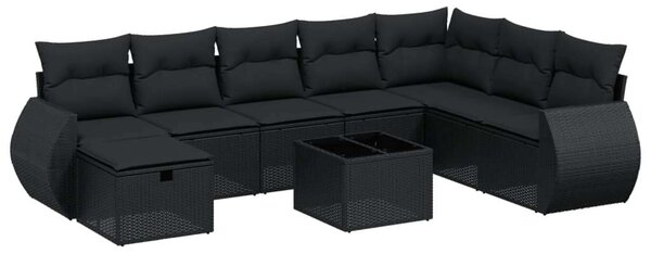 VidaXL Polyrattan Kerti Ülőgarnitúra - 9 részes - Fekete