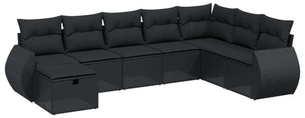 VidaXL Polyrattan Kerti Ülőgarnitúra - Fekete - 8 részes