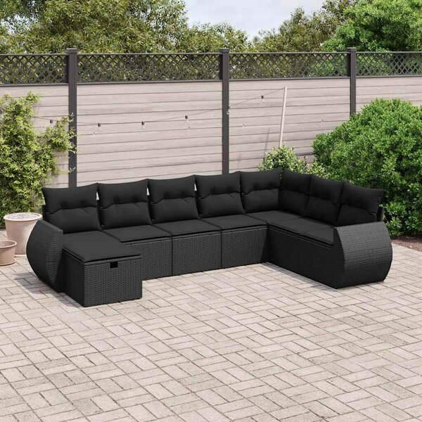 VidaXL Polyrattan Kerti Ülőgarnitúra - Fekete - 8 részes