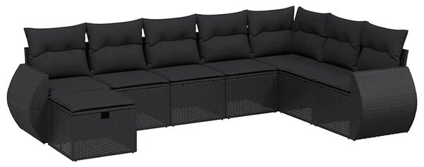 VidaXL Polyrattan Kerti Ülőgarnitúra - Fekete - 8 részes