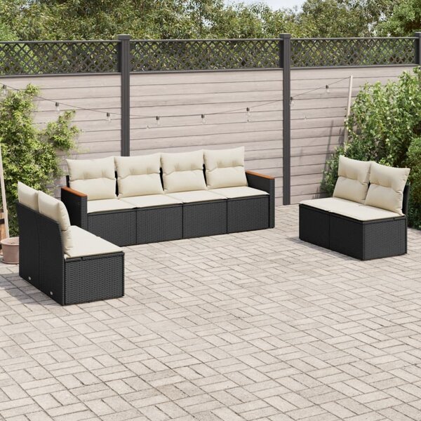 VidaXL Polyrattan Kerti Ülőgarnitúra - 8 részes - Fekete