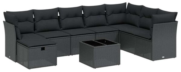 VidaXL Polyrattan Kerti Ülőgarnitúra - 9 részes - Fekete