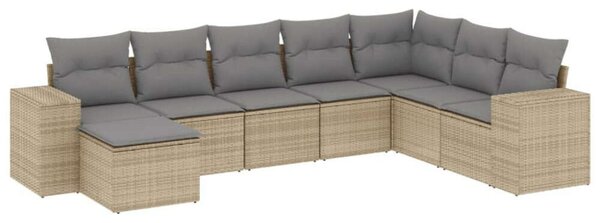 VidaXL Polyrattan Kerti Ülőgarnitúra - 8 részes - Bézs