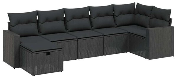 VidaXL Polyrattan Kerti Ülőgarnitúra - 7 részes - Fekete