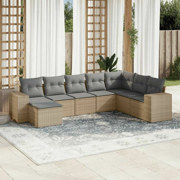 VidaXL Polyrattan Kerti Ülőgarnitúra - 8 részes - Bézs