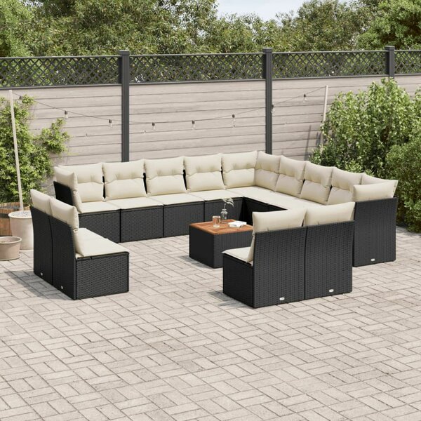 VidaXL Polyrattan Kerti Ülőgarnitúra - 14 részes - Fekete