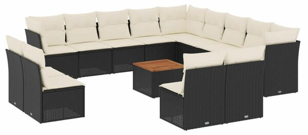 VidaXL Polyrattan Kerti Ülőgarnitúra - 14 részes - Fekete