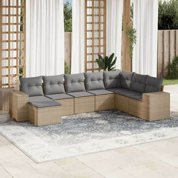 VidaXL Polyrattan Kerti Ülőgarnitúra - 8 részes - Bézs