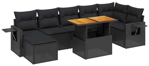 VidaXL Polyrattan Kerti Ülőgarnitúra - 8 részes - Fekete
