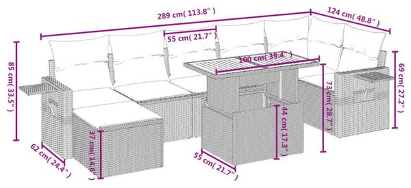 VidaXL Polyrattan Kerti Ülőgarnitúra - 8 részes - Fekete