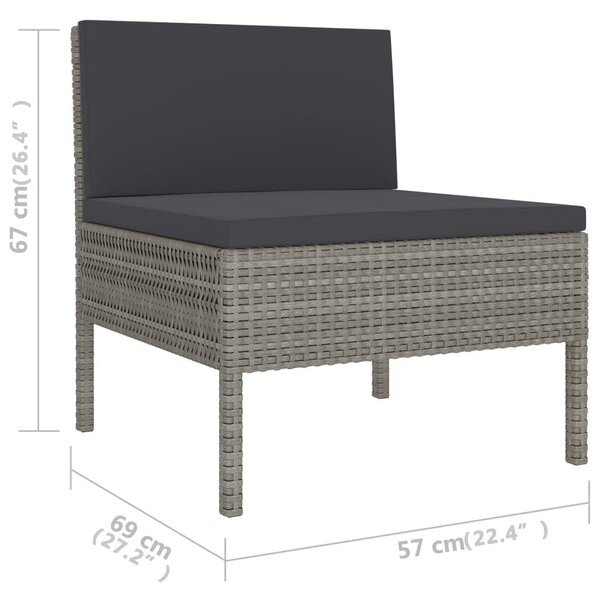 6 részes szürke polyrattan kerti ülőgarnitúra párnákkal