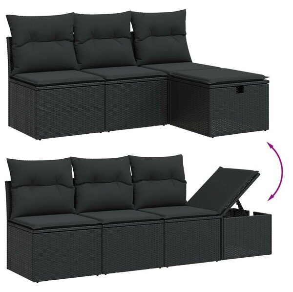 VidaXL Polyrattan Kerti Ülőgarnitúra - 8 részes - Fekete