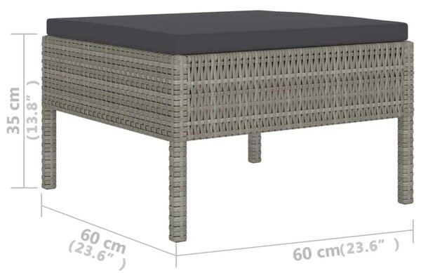 6 részes szürke polyrattan kerti ülőgarnitúra párnákkal