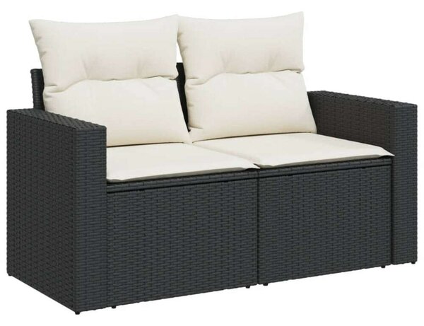 VidaXL 9 részes fekete polyrattan kerti ülőgarnitúra párnákkal