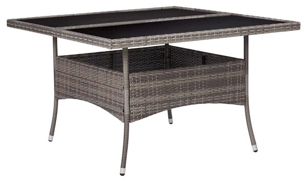 Szürke polyrattan és üveg kültéri étkezőasztal