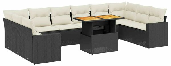 VidaXL Polyrattan Kerti Ülőgarnitúra - 11 részes - Fekete
