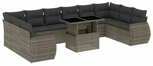 VidaXL Polyrattan Kerti Ülőgarnitúra - 11 részes - Szürke