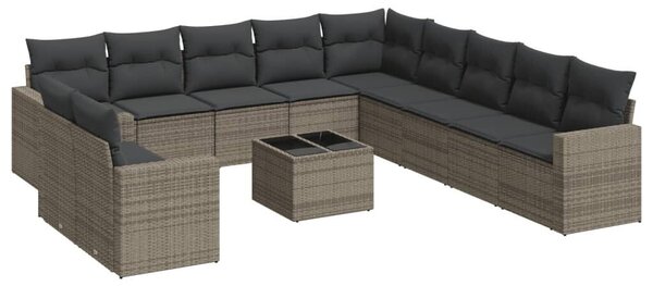 VidaXL Polyrattan Kerti Ülőgarnitúra - 12 részes - Szürke