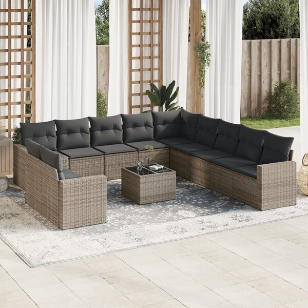 VidaXL Polyrattan Kerti Ülőgarnitúra - 12 részes - Szürke