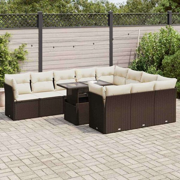 VidaXL Polyrattan Kerti Ülőgarnitúra - 11 részes - Barna