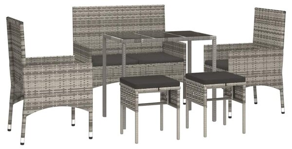 6 részes szürke polyrattan kerti ülőgarnitúra párnákkal
