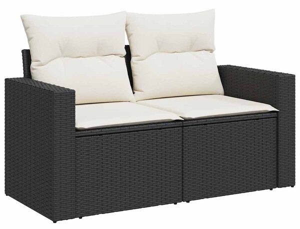 VidaXL 5 részes fekete polyrattan kerti kanapészett párnákkal