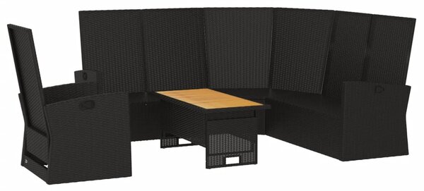 3 részes fekete polyrattan kerti ülőgarnitúra párnákkal