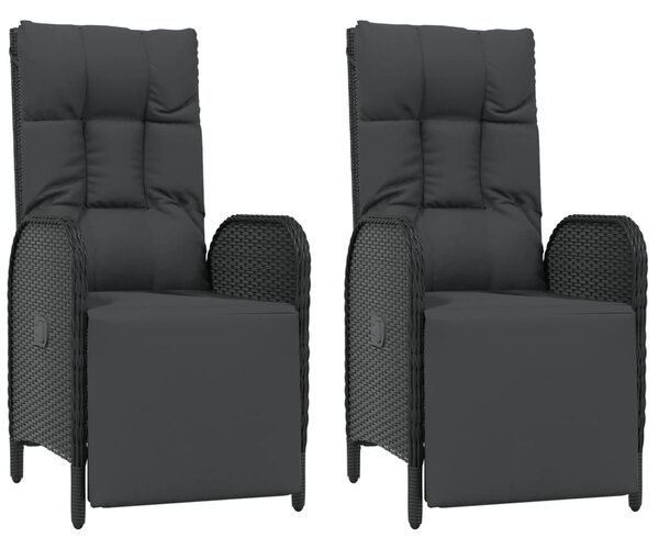 4 részes fekete polyrattan kerti étkezőszett párnákkal