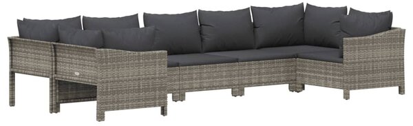 7 részes szürke polyrattan kerti ülőgarnitúra párnákkal