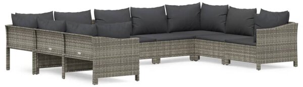 9 részes szürke polyrattan kerti ülőgarnitúra párnákkal