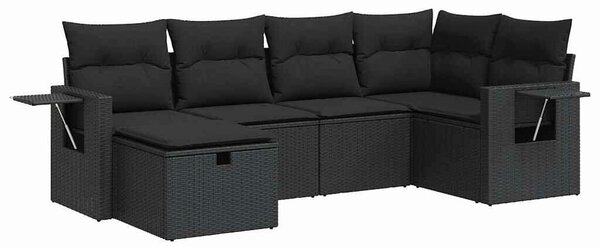 VidaXL Polyrattan Kerti Ülőgarnitúra - 6 részes - Fekete