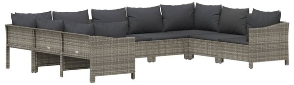 9 részes szürke polyrattan kerti ülőgarnitúra párnákkal