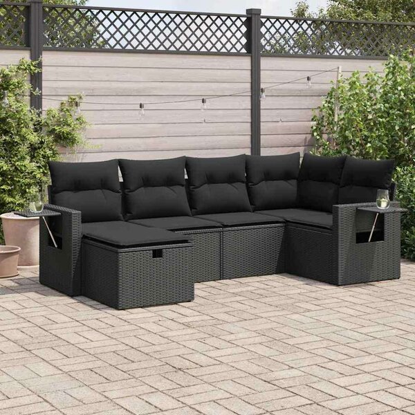 VidaXL Polyrattan Kerti Ülőgarnitúra - 6 részes - Fekete
