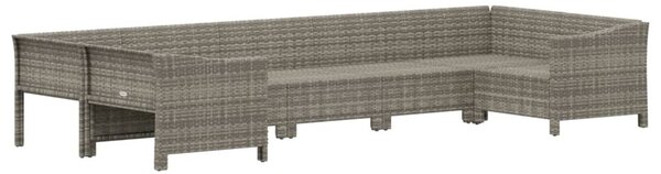 7 részes szürke polyrattan kerti ülőgarnitúra párnákkal