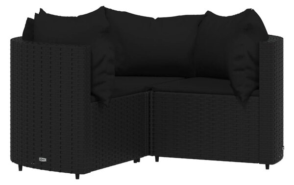 4 részes fekete polyrattan kerti ülőgarnitúra párnákkal