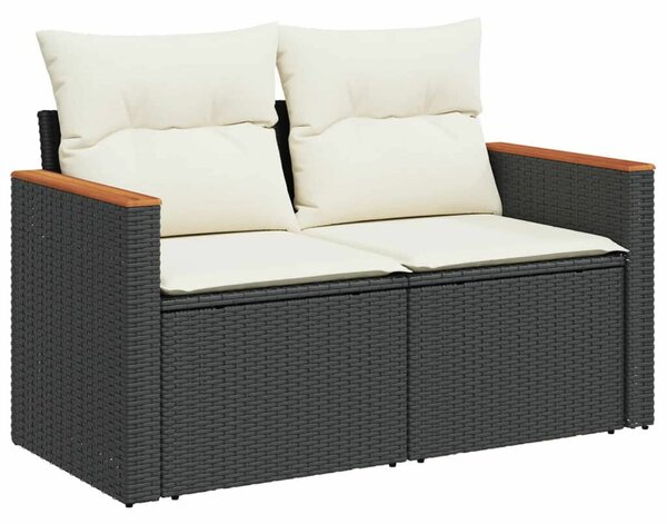 VidaXL 10 részes fekete polyrattan kerti ülőgarnitúra párnákkal