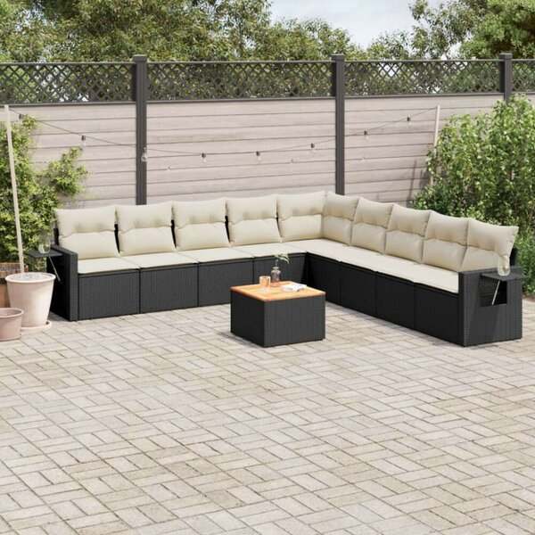 VidaXL Polyrattan Kerti Ülőgarnitúra - 10 részes - Fekete