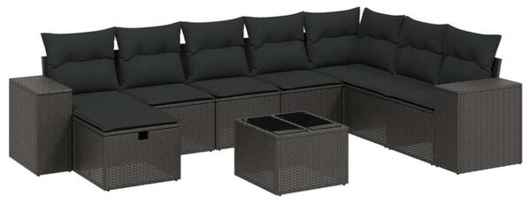 VidaXL Polyrattan Kerti Ülőgarnitúra - 9 részes - Fekete